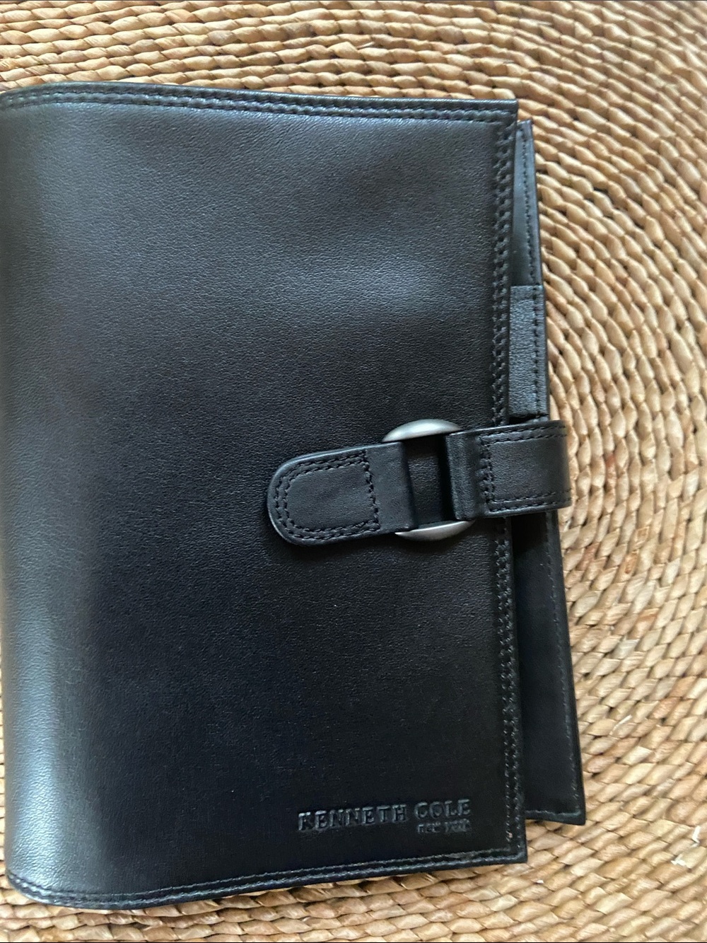 Kenneth Cole New York Black Leather Planner with Buckle Strap